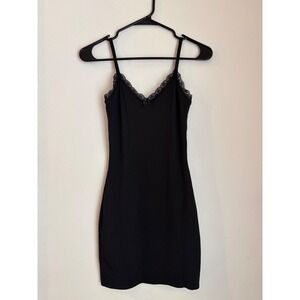 H&M Divided Black Ribbed Lace Trim Cami Mini Dress Women's XS